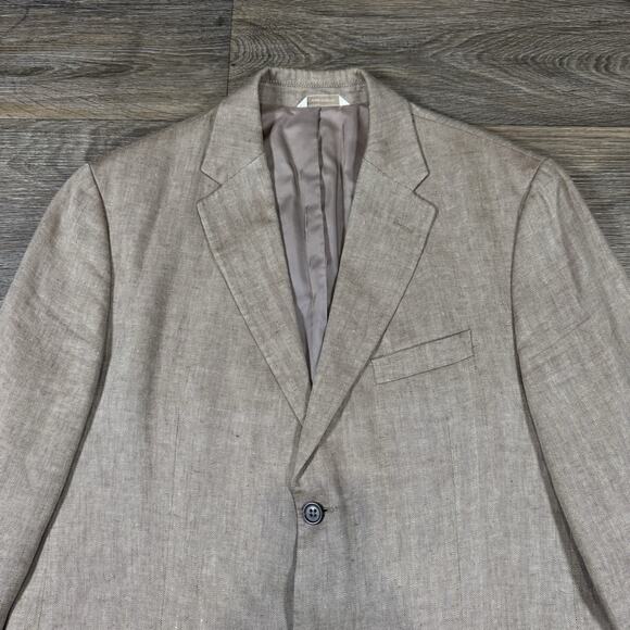 Banana Republic 100% Tan Herringbone Linen Sports Jacket 44R - Picture 2 of 16